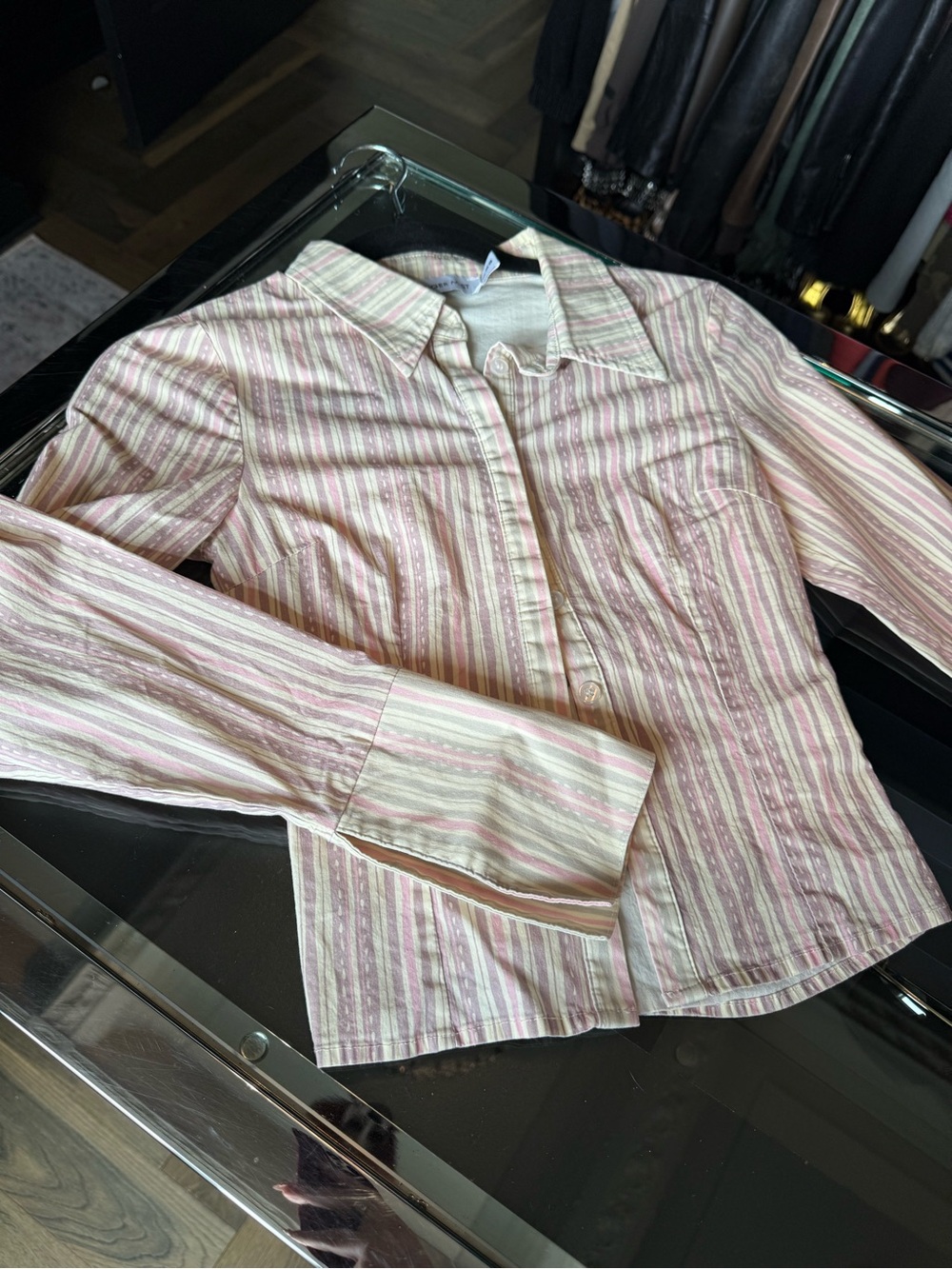 Tiger Mist Striped Button-Down Top